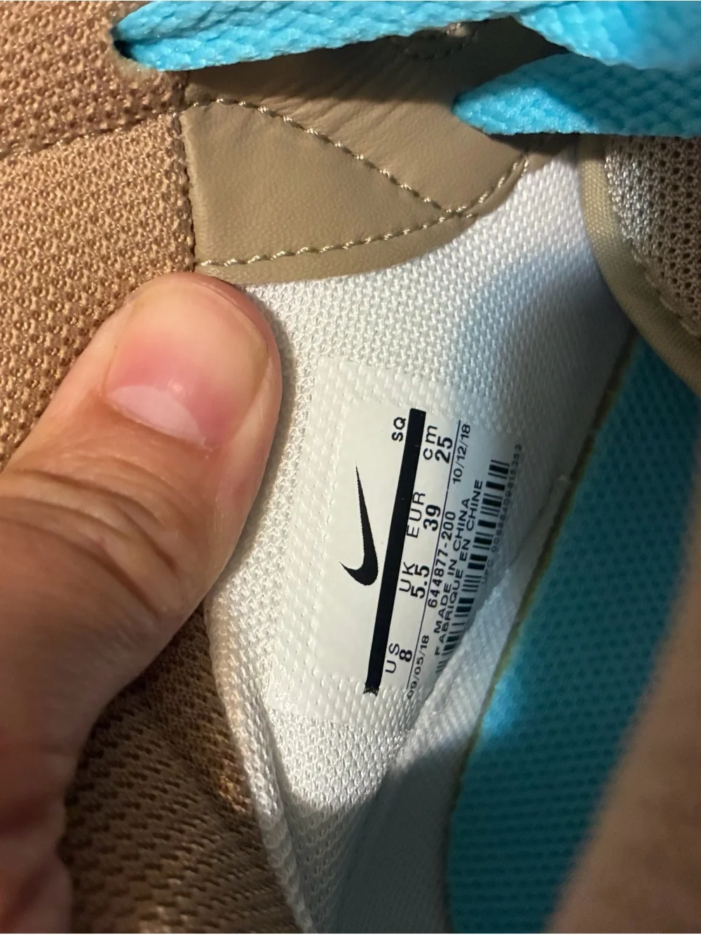 Nike Women’s High-Top Sneakers in Tan with Turquoise Laces